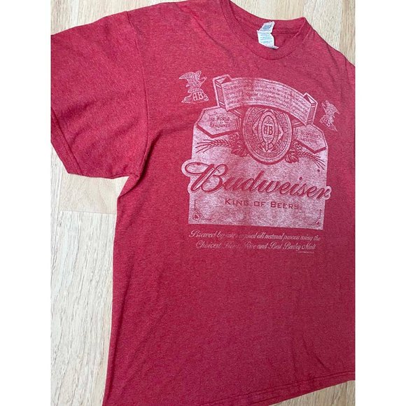 Vintage Budweiser Distressed T-Shirt Red Excellent - Picture 4 of 8